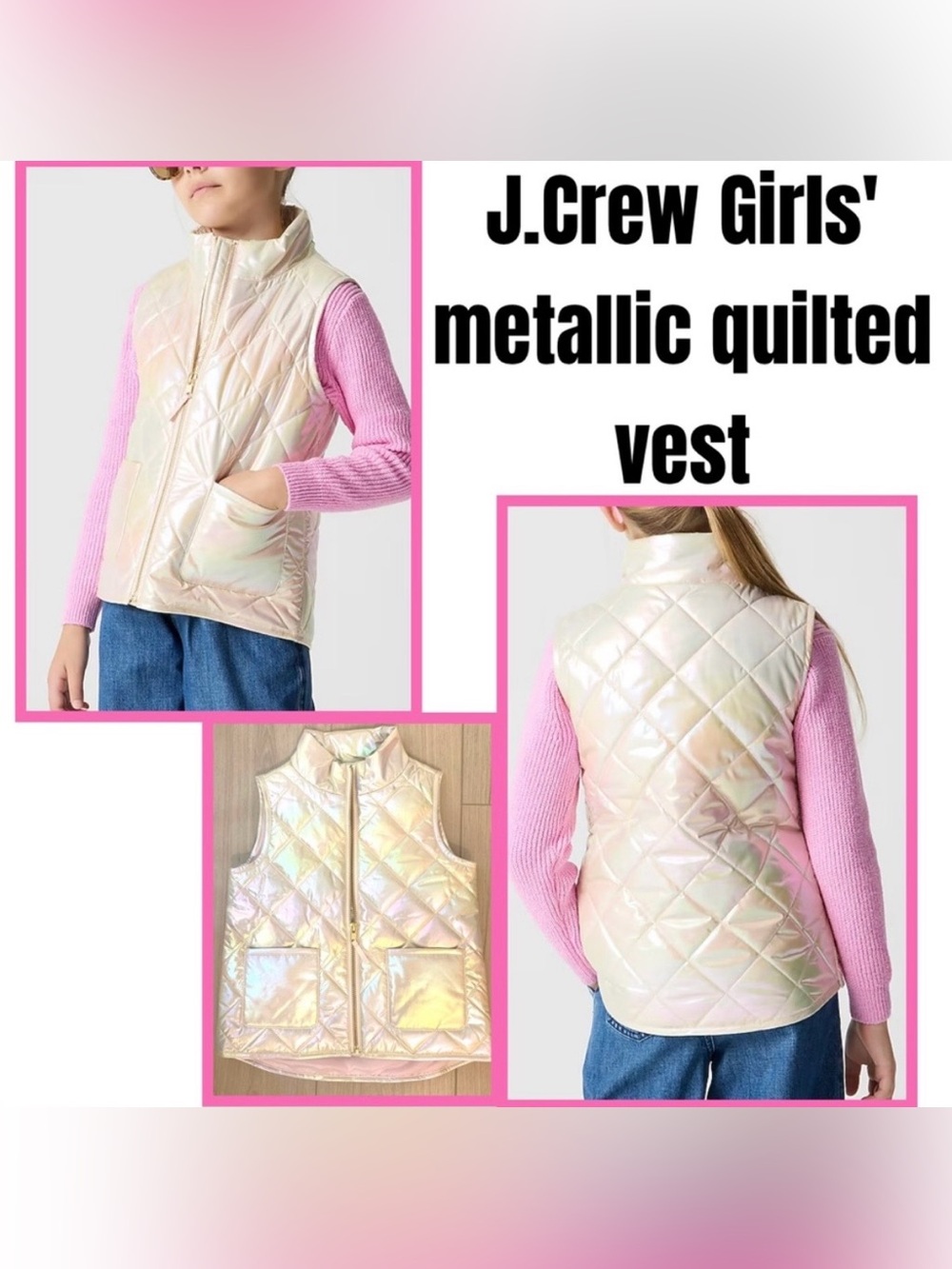 J.Crew metallic quilted vest - Picture 2 of 11